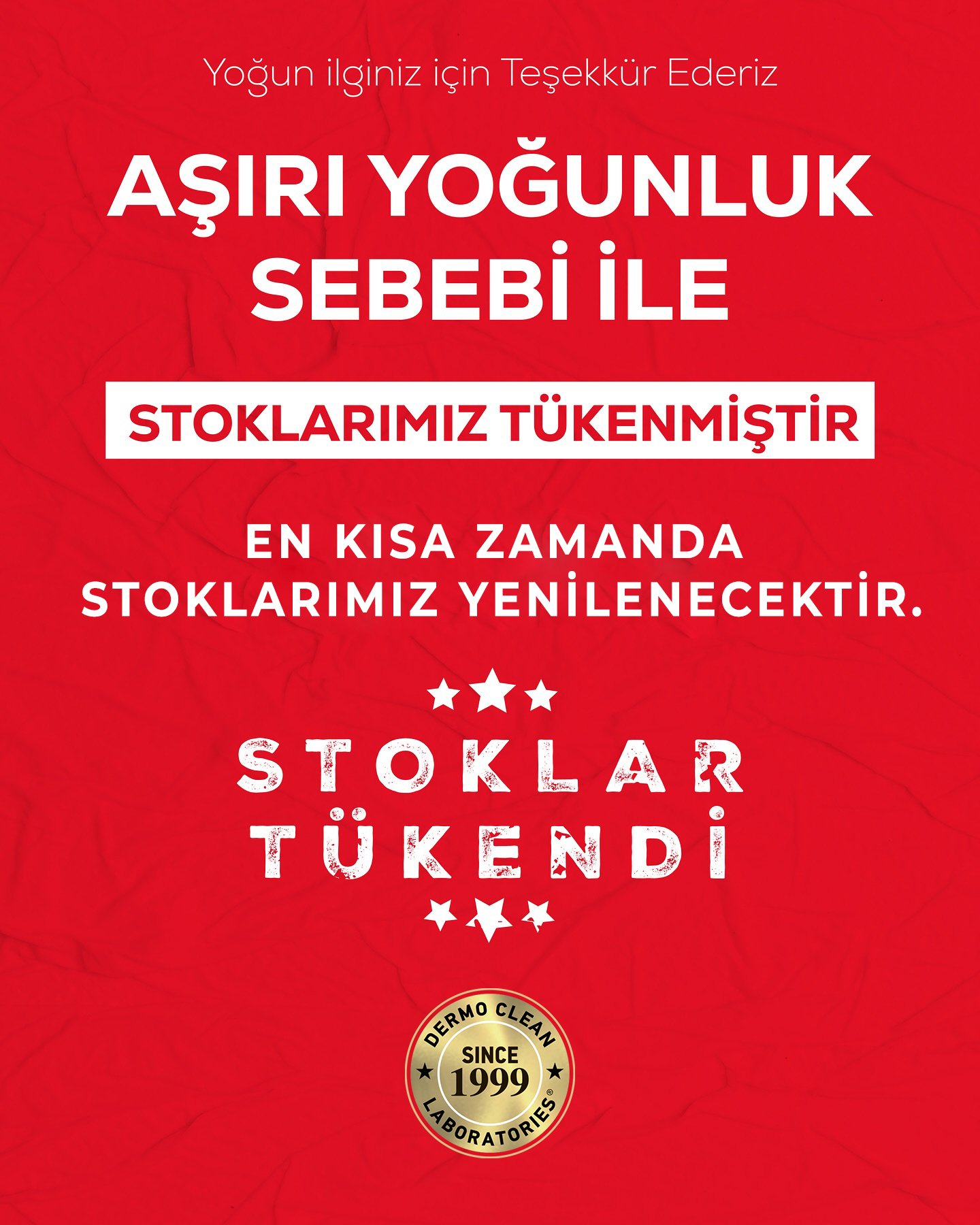 STOKLARIMIZ TÜKENMİŞTİR!